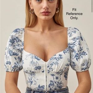 Reformation | Linen Bustier Puff Sleeve Top